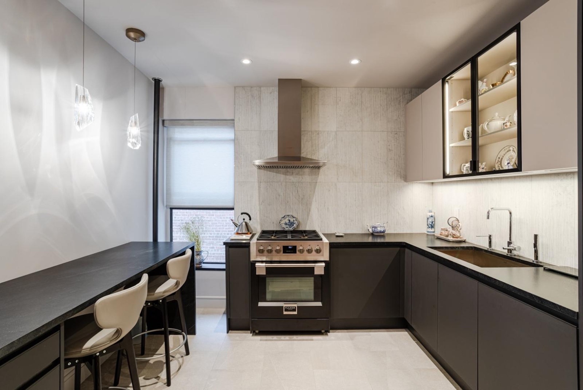 Fully renovated kitchen with contemporary design, LED lighting and integrated appliances