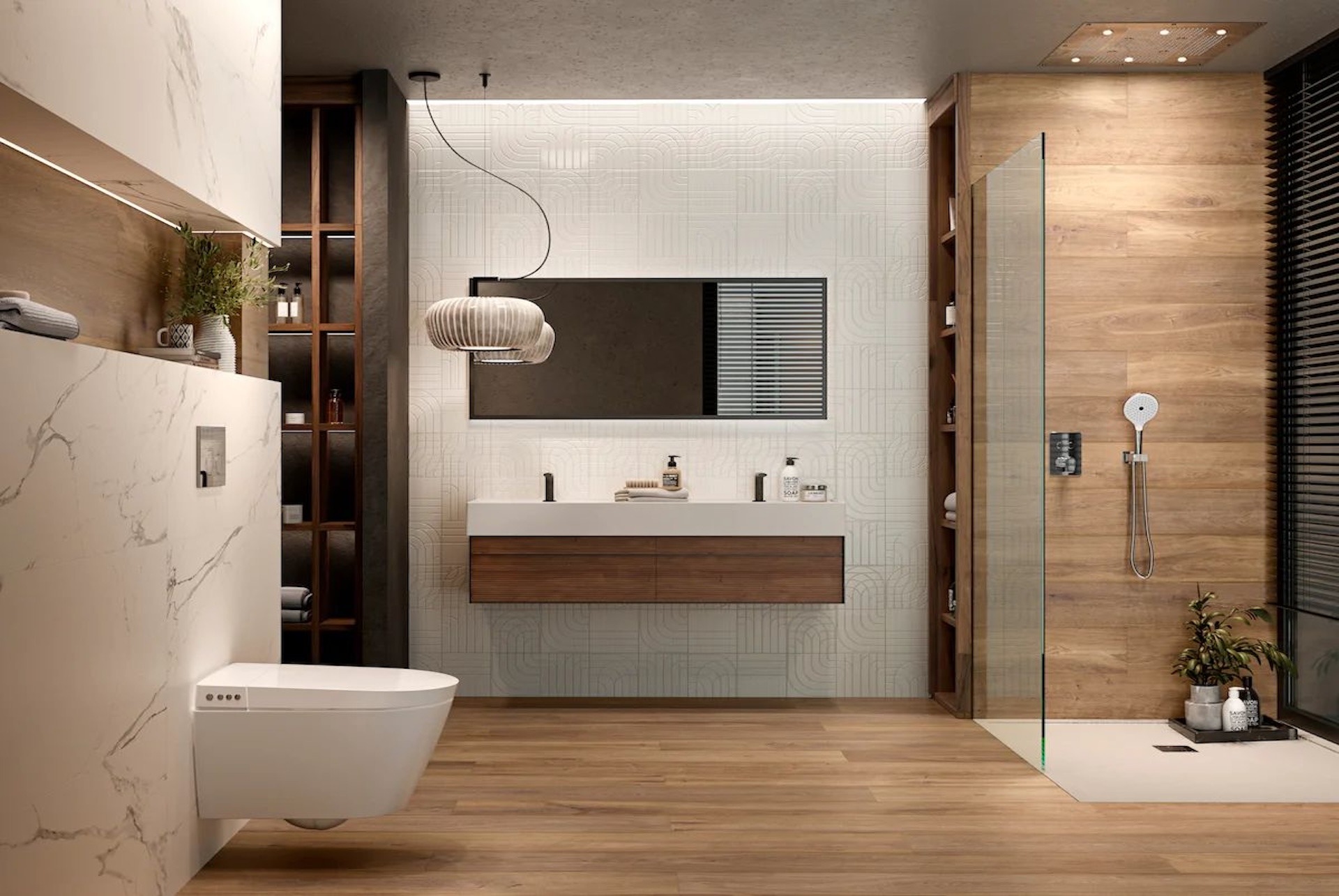 Modern bathroom renovation in Maspalomas with shower, elegant finishes, and high-quality materials