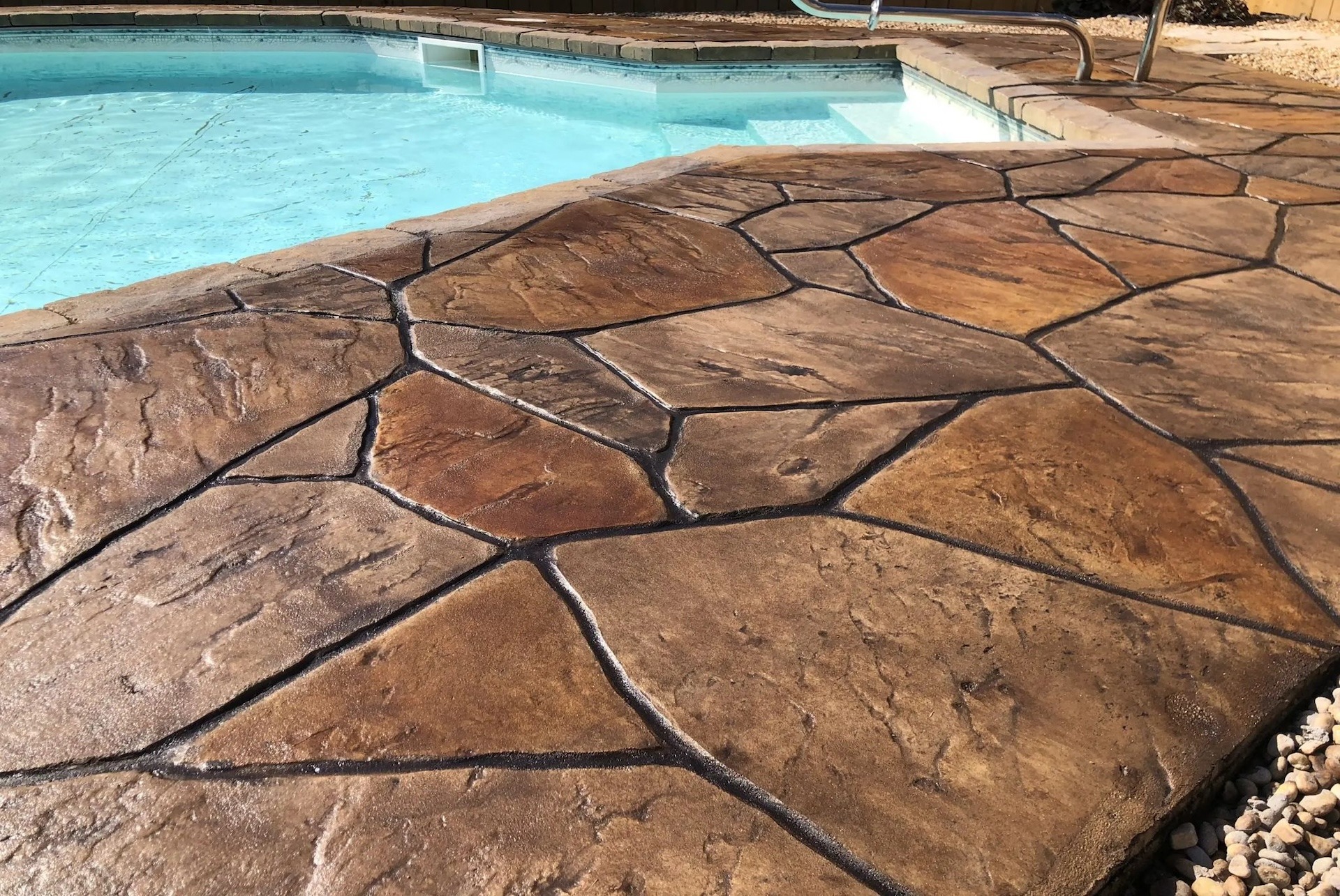 non-slip stamped concrete for pool areas