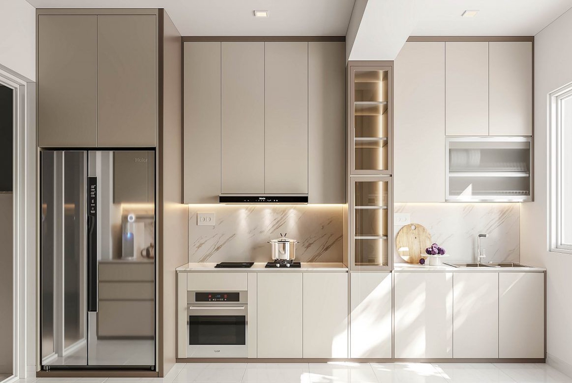 Open-plan kitchen renovation creating a spacious and functional layout in Maspalomas, Canary Islands