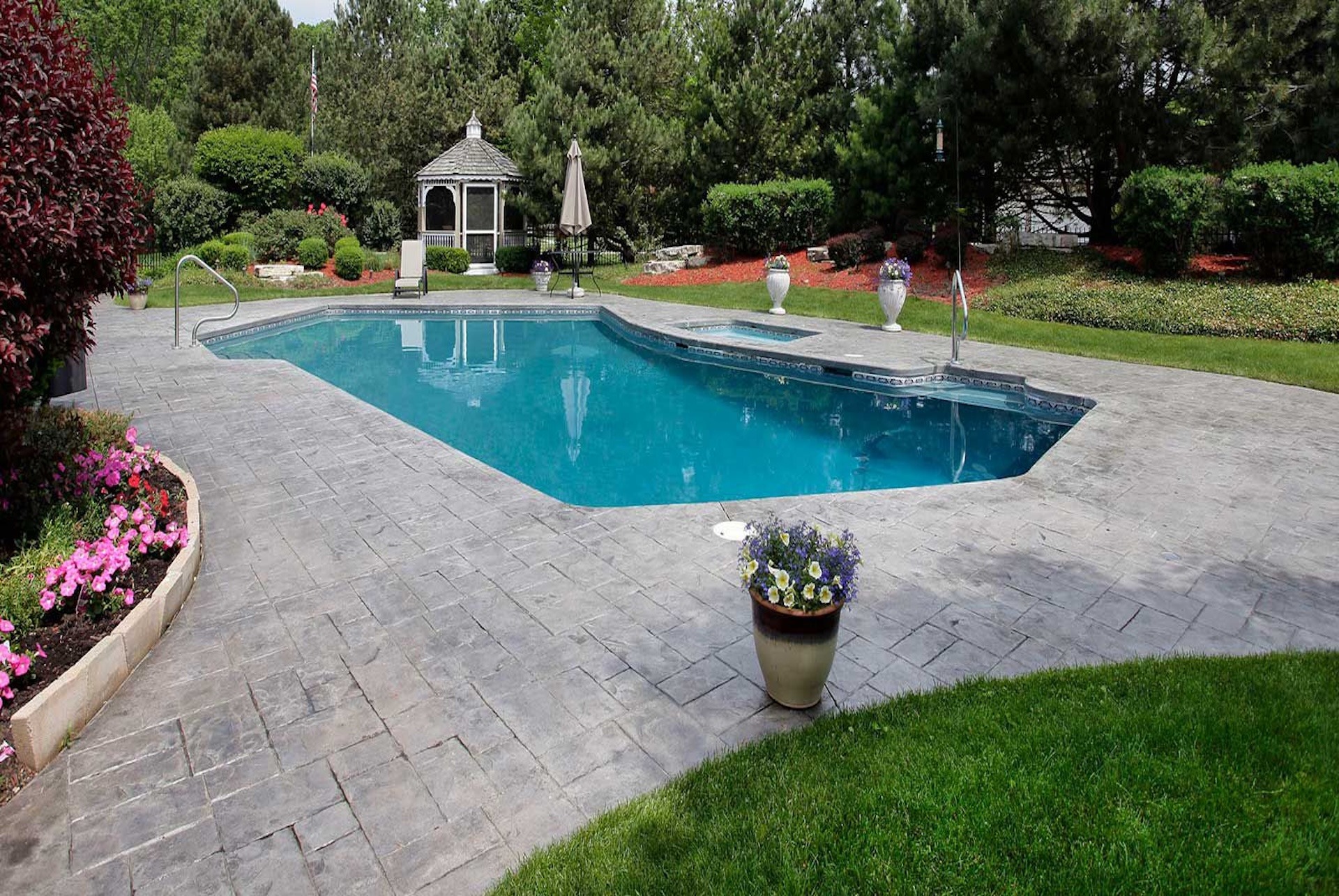 Stamped concrete for pool surrounds and gardens in Maspalomas